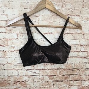 Express | black shiny metallic bikini top